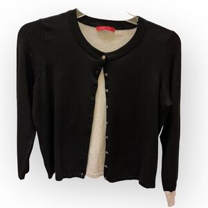 RED color block light cardigan